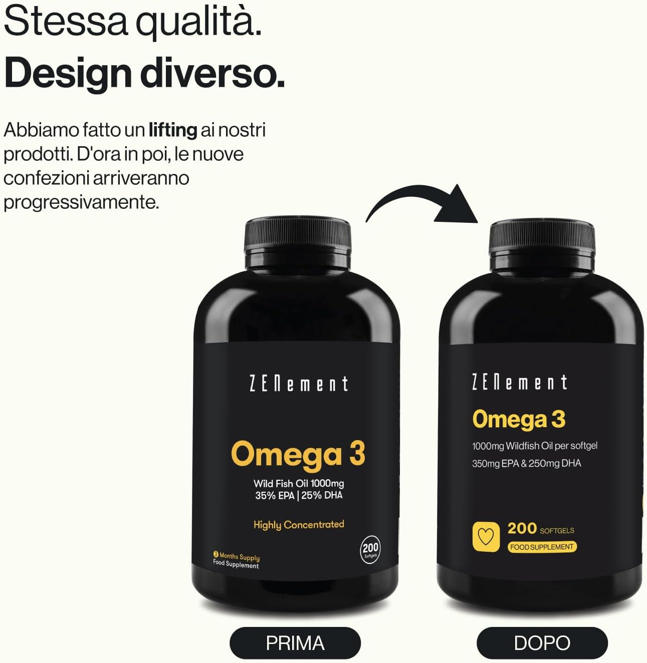 Omega 3, Olio Di Pesce Omega3 2000Mg Ad Alto Dosaggio Con 700 Mg EPA E 500 Mg DHA per Porzione, 200 Olio Di Pesce Omega 3 Capsule Softgel - Fish Oil Omega 3, Integratore Omega 3, Acidi Grassi EPA DHA