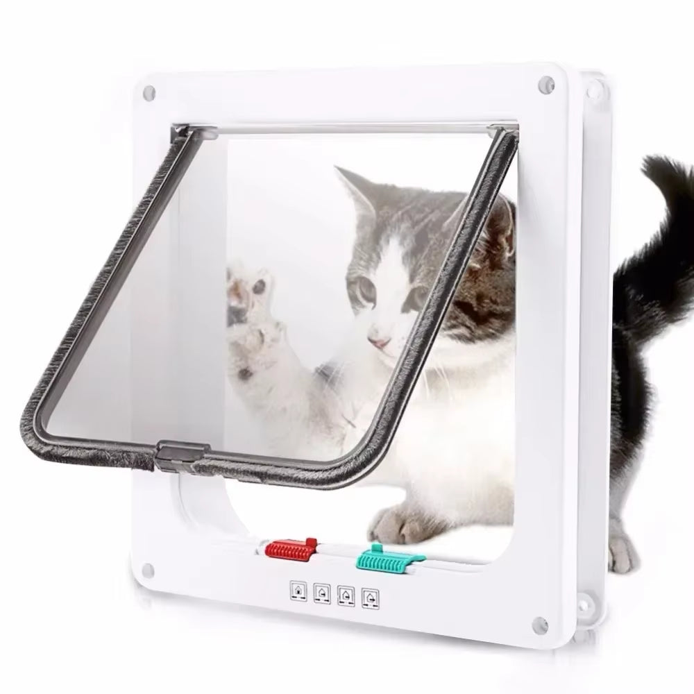 Dog Cat Flap Door with 4 Way Security Lock 